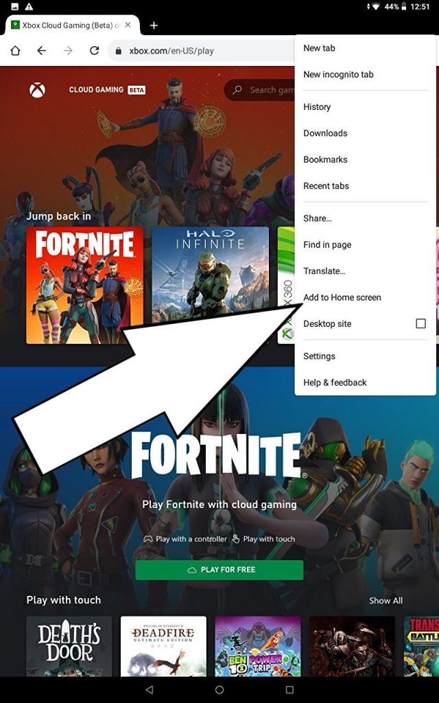 Add Xbox Cloud Gaming to Home Screen 